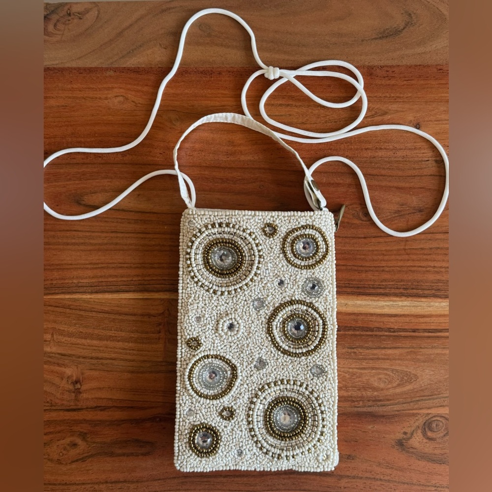 White Beaded Bag Purse Evening Bag Handbag Change
Purse